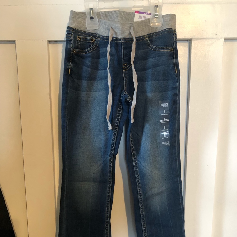NWT Justice brand girls jeans. Size 8 bootcut